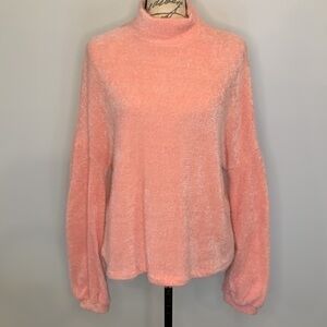 Sanctuary eyelash mock neck balloon sleeve top sweater L